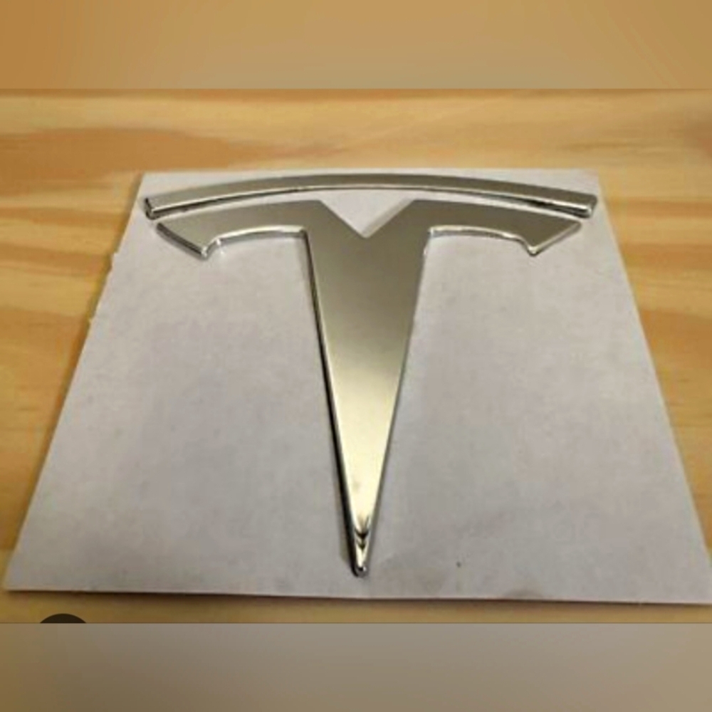 Tesla Chrome Logo Emblem Badge Adhesive Back